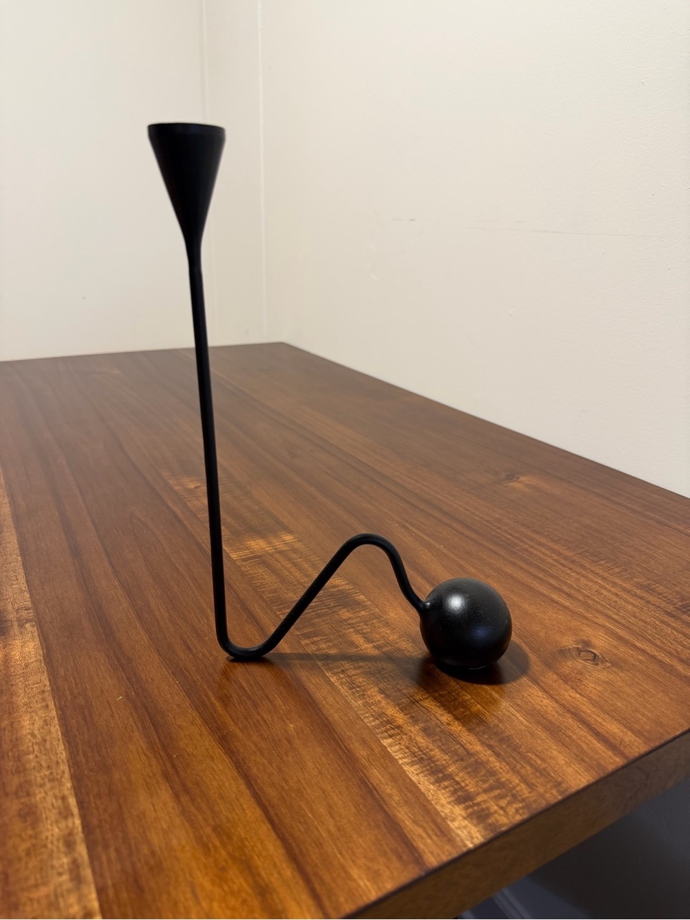 Lulu and Georgia Black Sculptural Metal Candle Holder